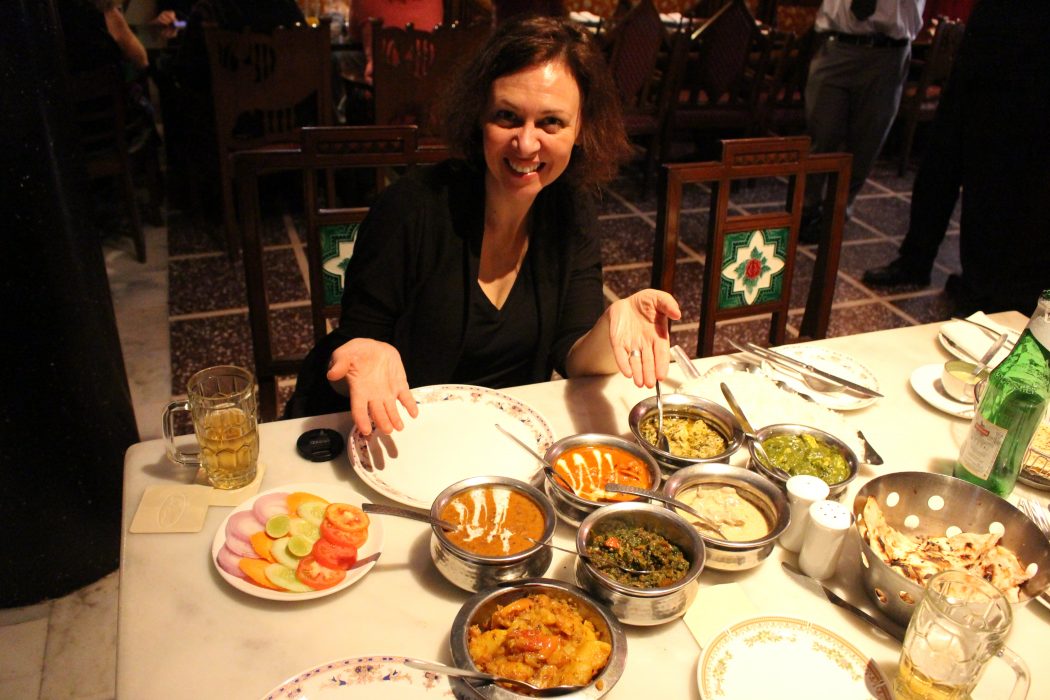Shannon Skinner eating Indian cuisine in India